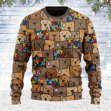 YMskins Ugly Christmas Sweater Autism Dog 3D Apparel