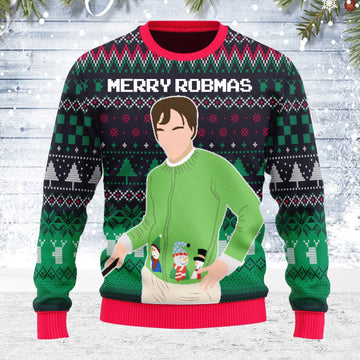 YMskins Ugly Christmas Sweater Merry Robmas Robert Pattinson Green 3D Apparel