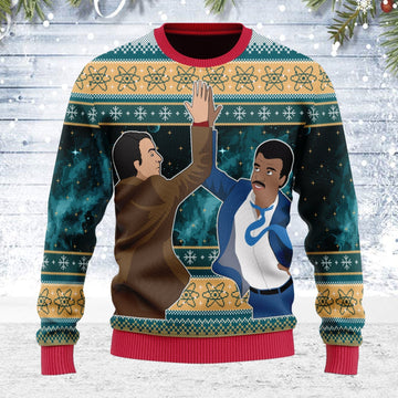 YMskins Ugly Christmas Sweater Neil High Fiving Carl Sagan 3D Apparel