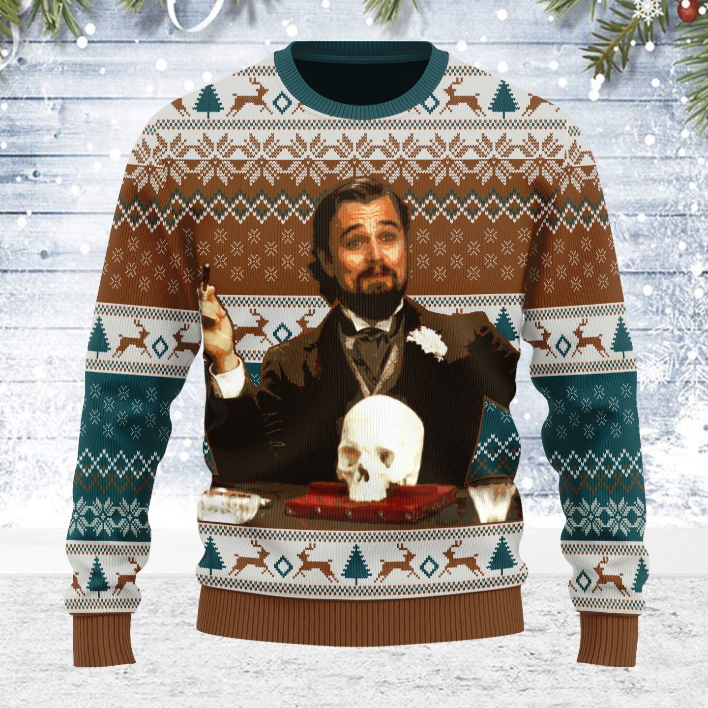 YMskins Ugly Christmas Sweater Leo DiCaprio Django Unchained Merry Chrismas 3D Apparel