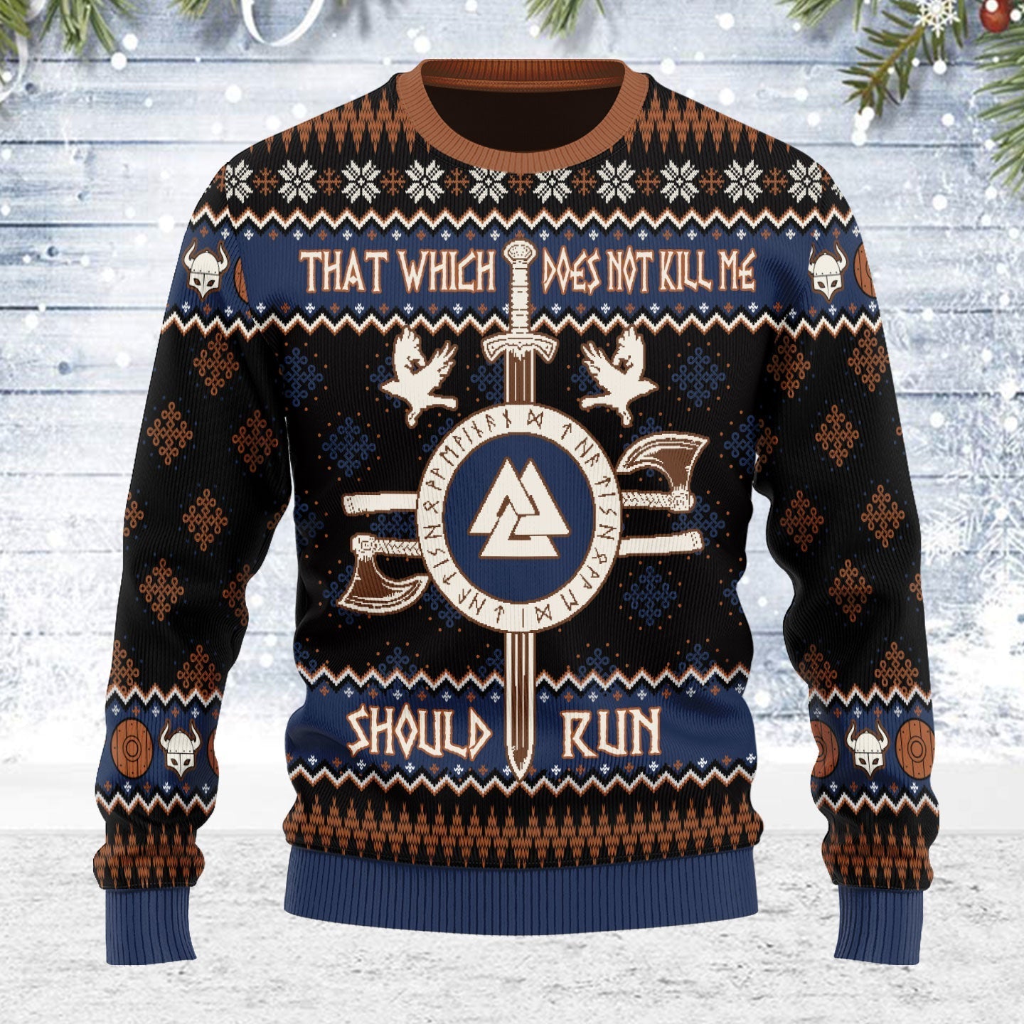 YMskins Ugly Christmas Sweater Not Kill Me Should Run Viking Mythology 3D Apparel