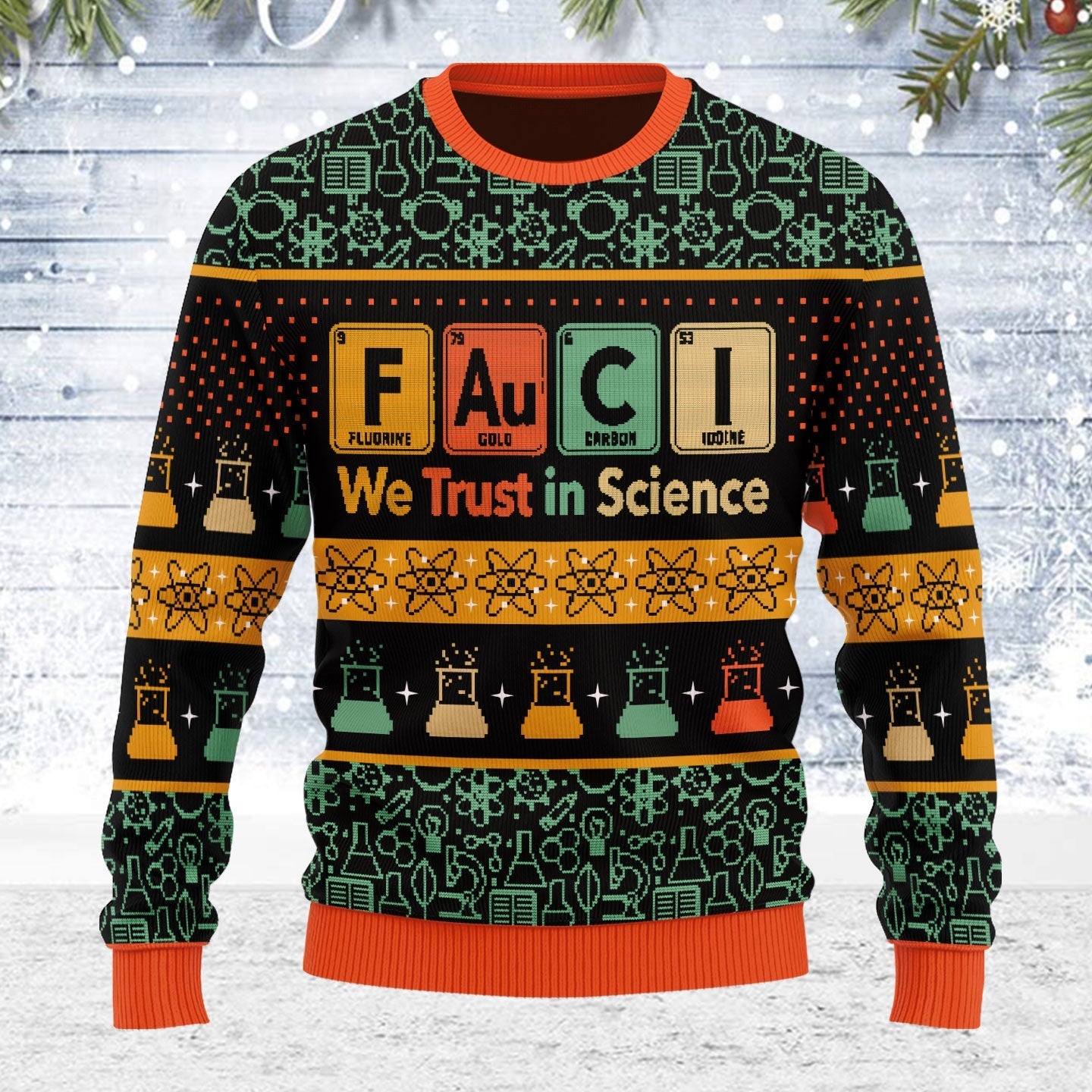 YMskins Ugly Christmas Sweater We Trust In Science 3D Apparel
