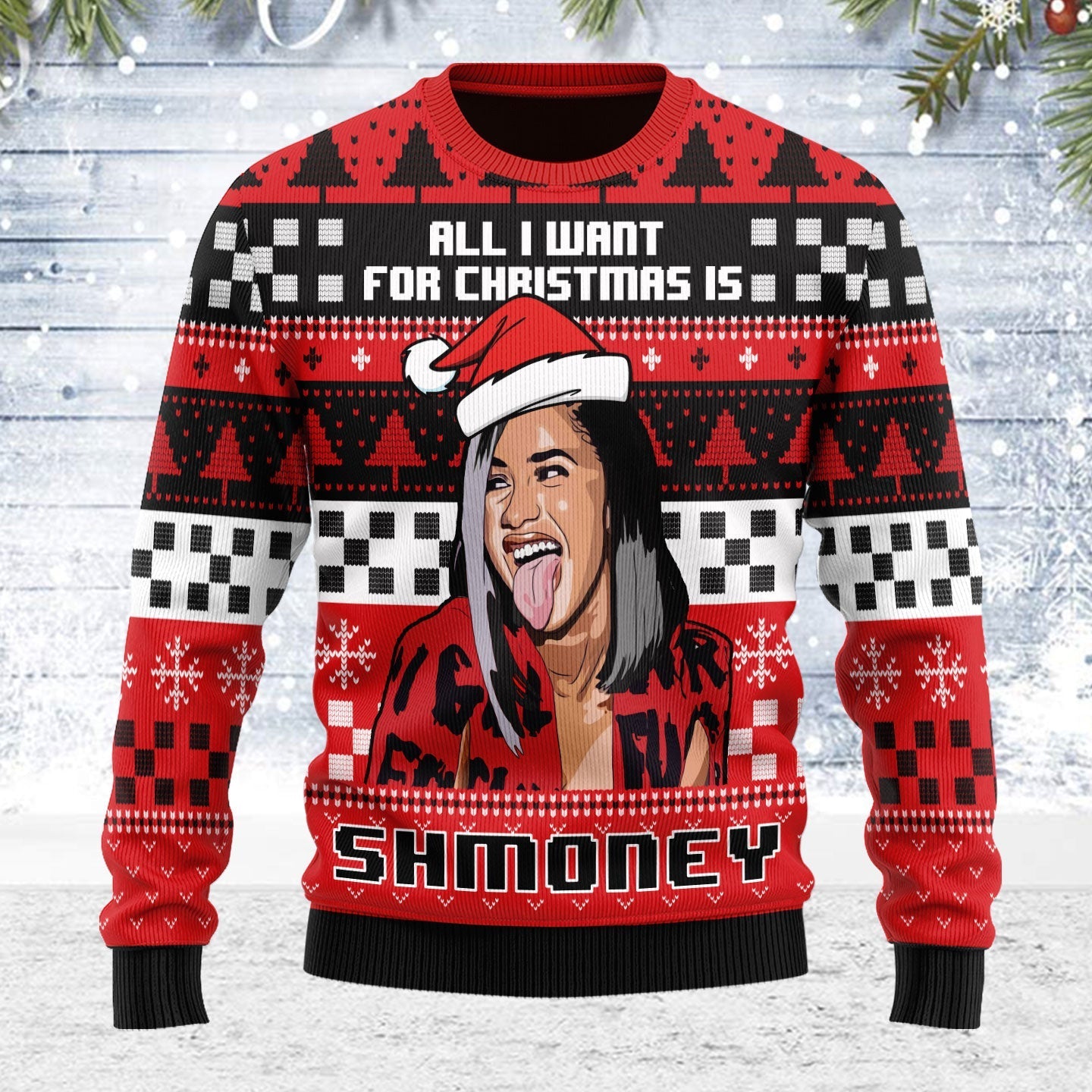 YMskins Ugly Christmas Sweater All I Want For Christmas Is Some Money 3D Apparel