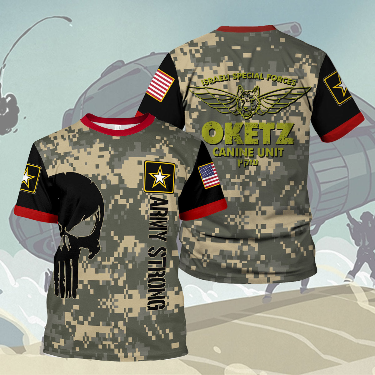 YMskins T-shirt US Army Isarel Special Forces Oketz Canine Unit 3D Apparel