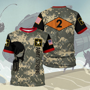 YMskins T-shirt US Army Ranger Diamond 2nd Ranger Battalion 3D Apparel