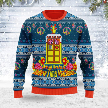 YMskins Ugly Christmas Sweater We All Live In A Yellow Time Machine 3D Apparel