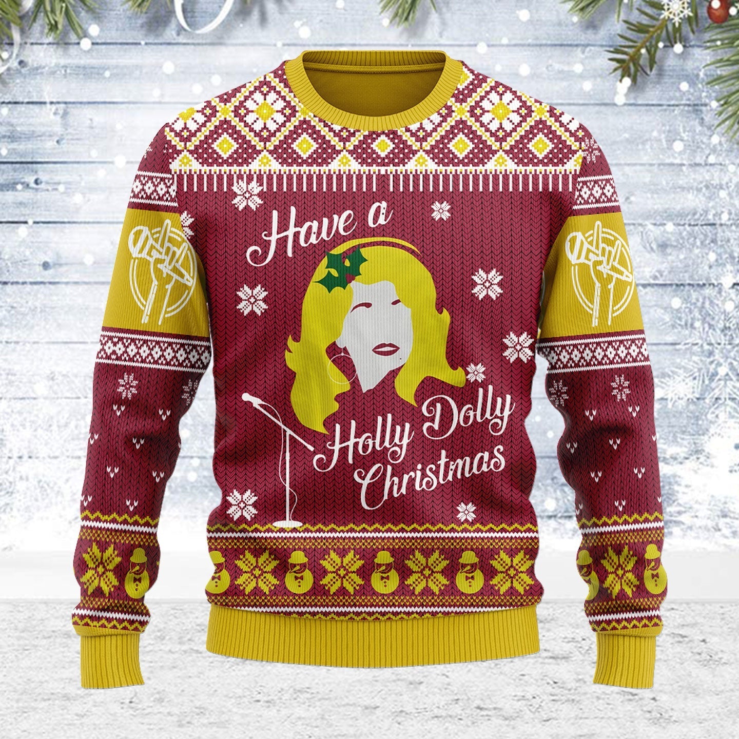 YMskins Ugly Christmas Sweater Have A Holly Dolly 3D Apparel
