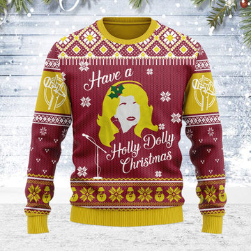 YMskins Ugly Christmas Sweater Have A Holly Dolly 3D Apparel