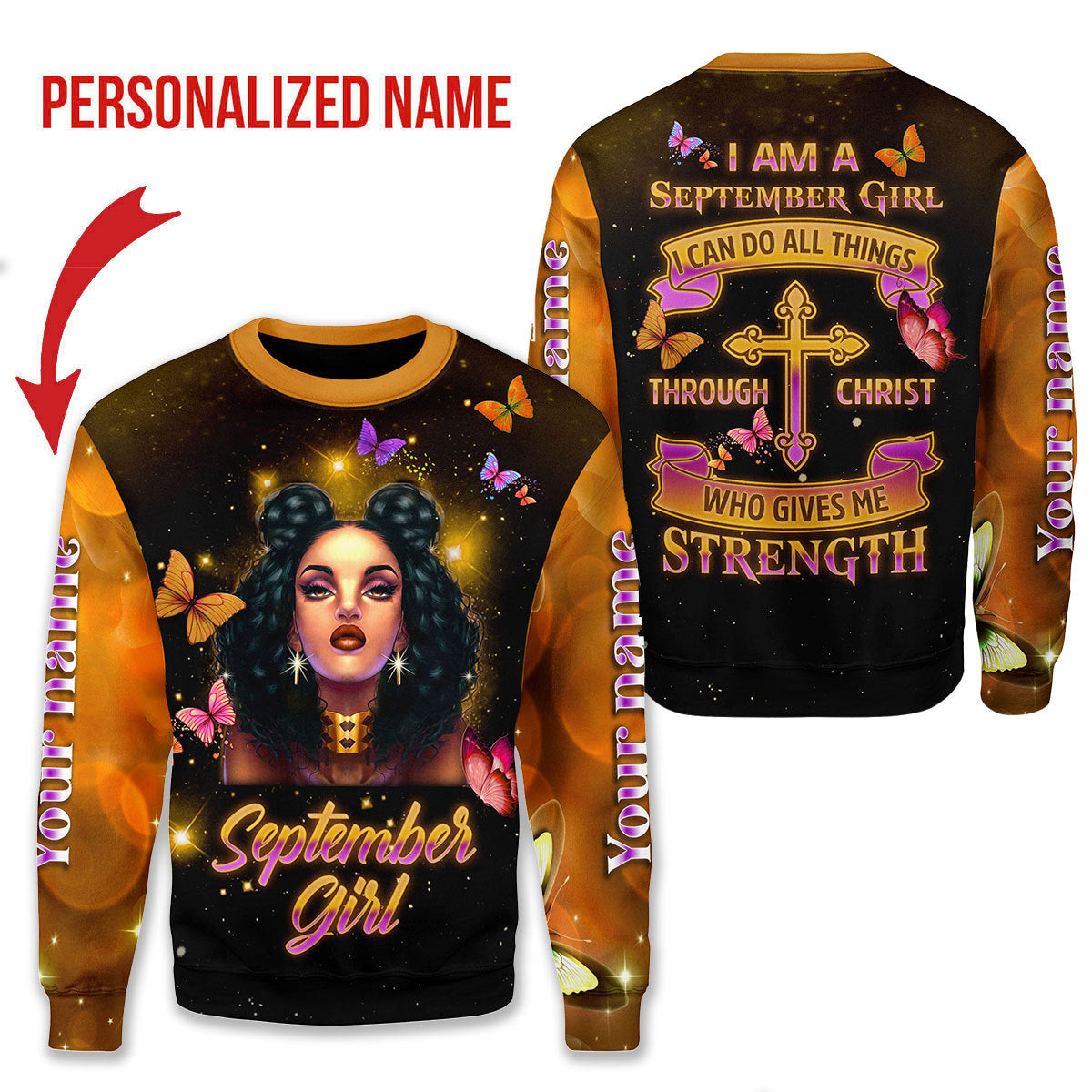 YMskins Personalized Ugly Sweater I Am A September Girl All Over Printed