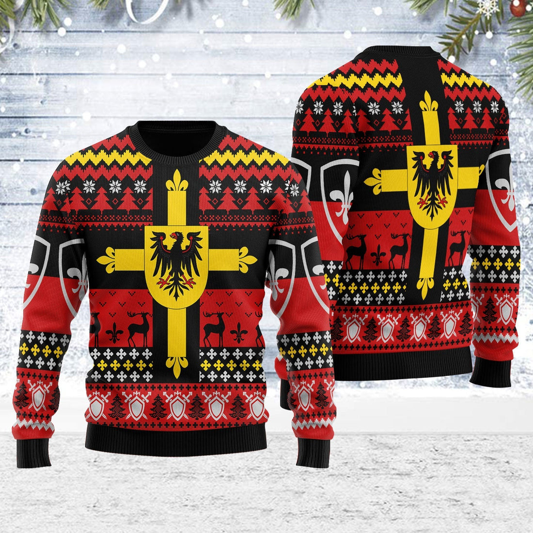 YMskins Ugly Christmas Sweater Teutonic Knights 3D Apparel