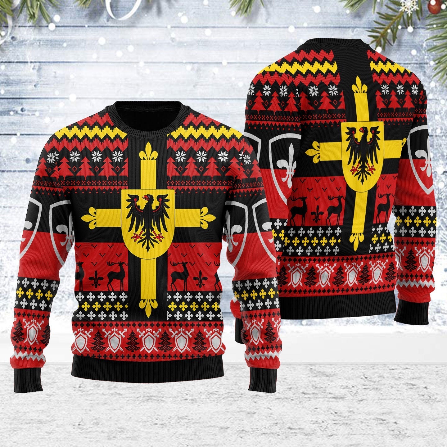 YMskins Ugly Christmas Sweater Teutonic Knights 3D Apparel
