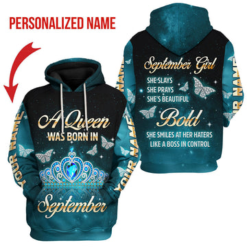 YMskins Personalized Hoodie September Girl All Over Printed
