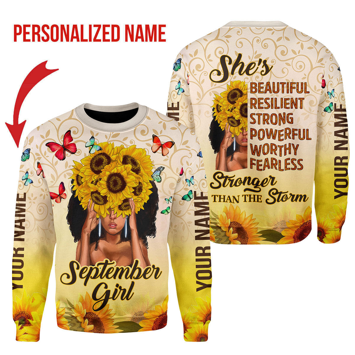 YMskins Personalized Sweatshirt September Girl All Over Printed