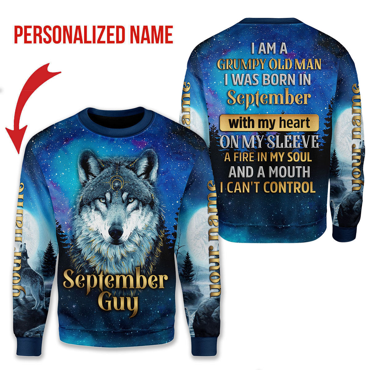 YMskins Personalized Ugly Sweater I Was Born In September All Over Printed