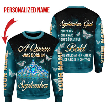 YMskins Personalized Sweatshirt September Girl All Over Printed