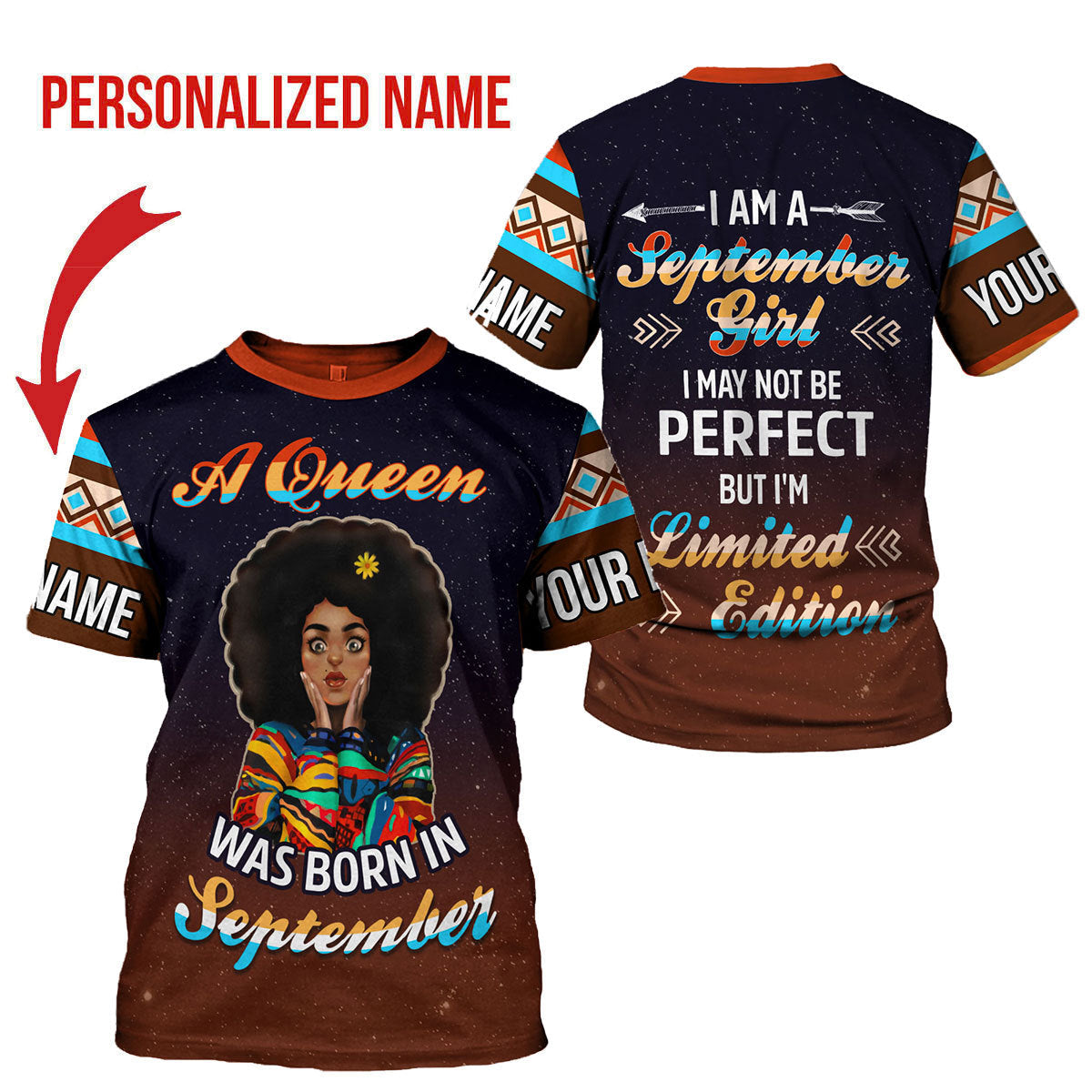 YMskins Personalized T-shirt September Girl All Over Printed
