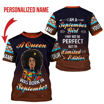 YMskins Personalized T-shirt September Girl All Over Printed