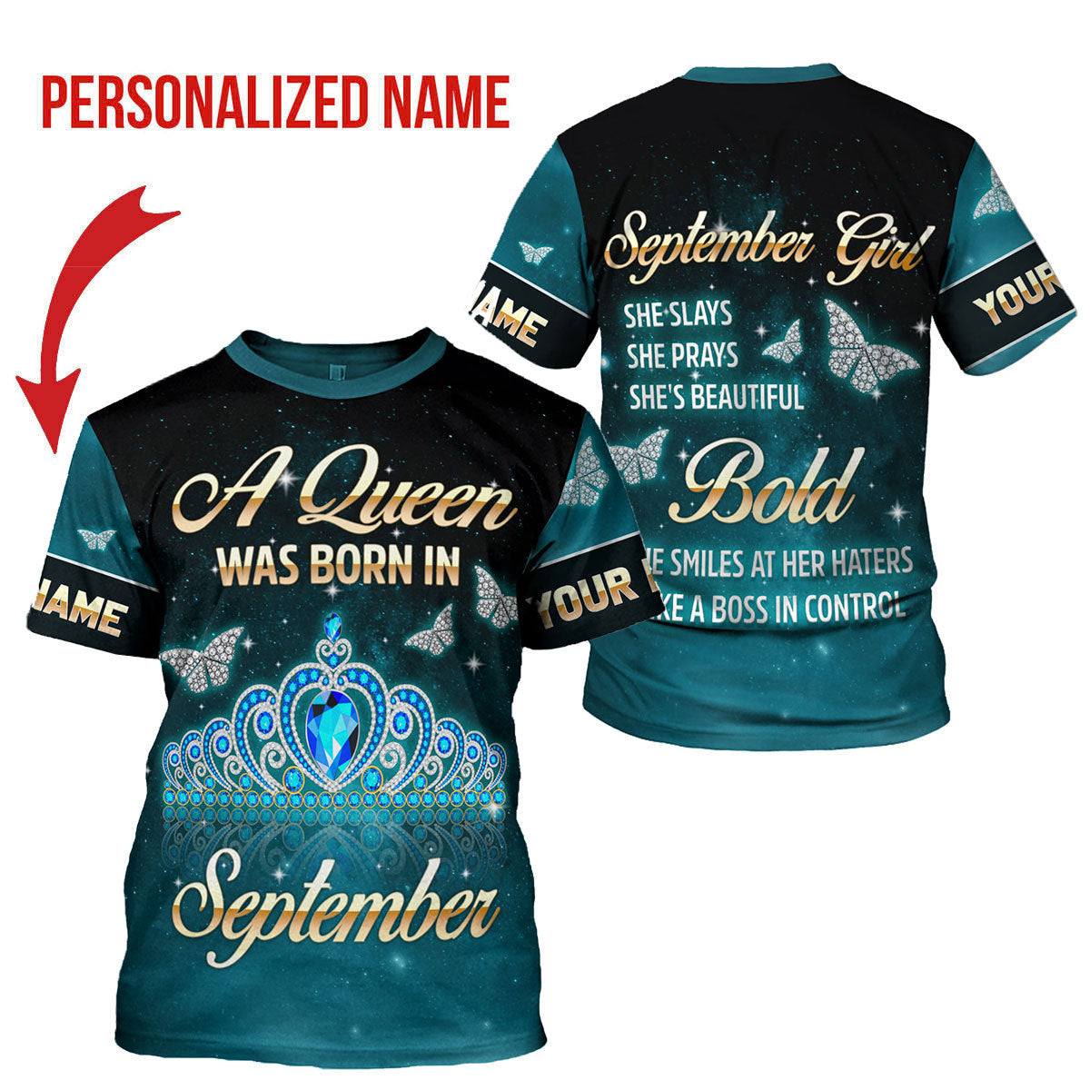 YMskins Personalized T-shirt September Girl All Over Printed