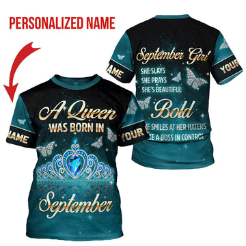 YMskins Personalized T-shirt September Girl All Over Printed