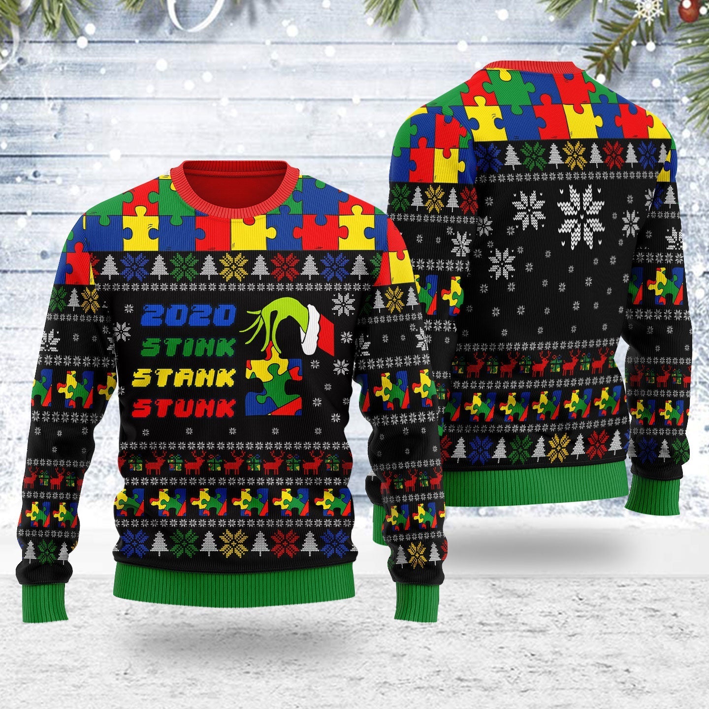 YMskins Ugly Christmas Sweater Stink Stank Stunk Autism 3D Apparel