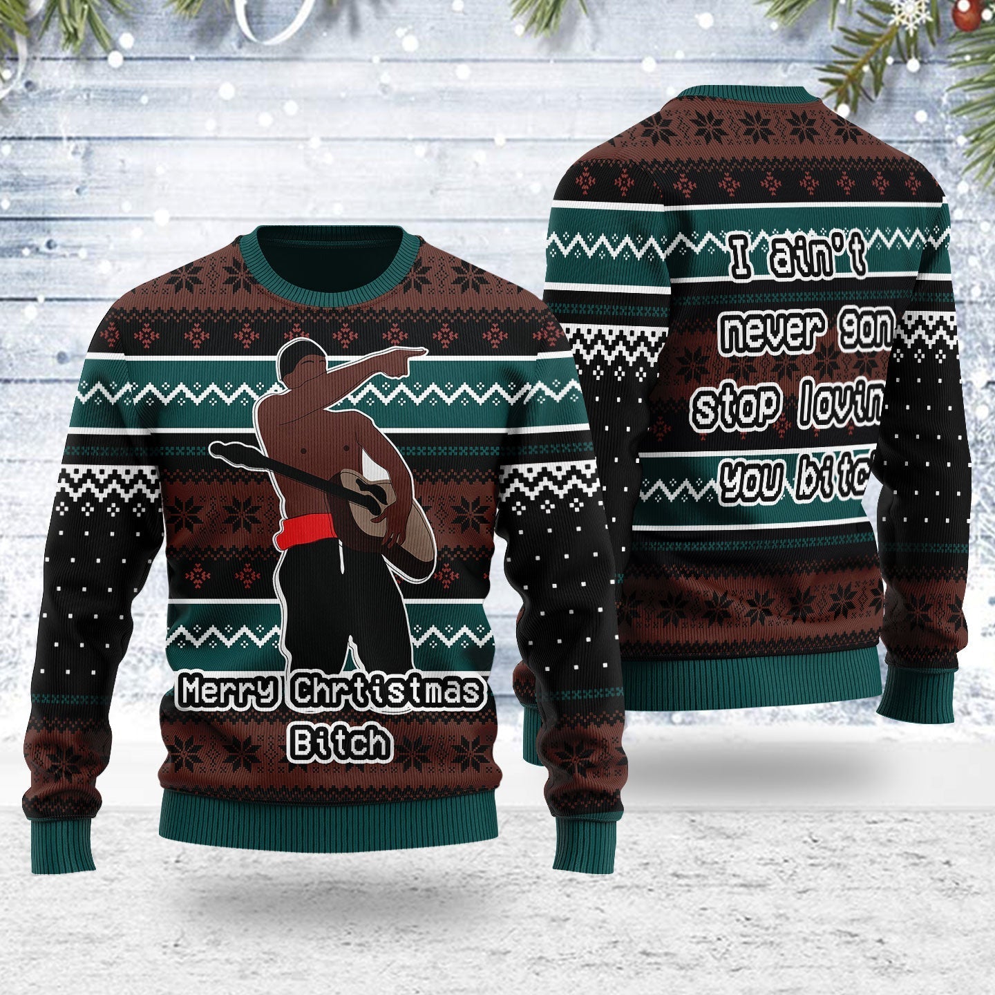 YMskins Ugly Christmas Sweater I Love You Bitch 3D Apparel