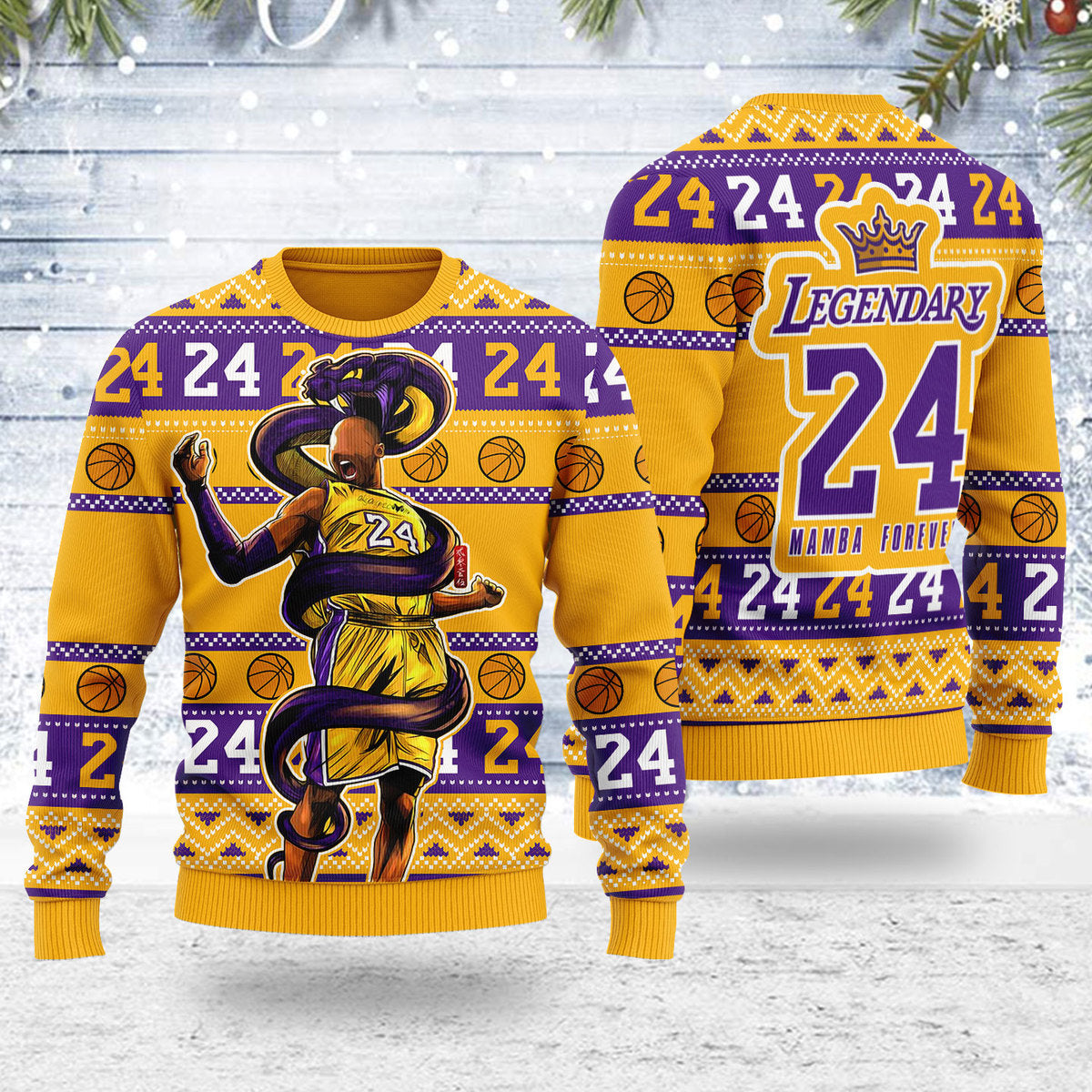 YMskins Ugly Christmas Sweater Black Mamba 24 3D Apparel