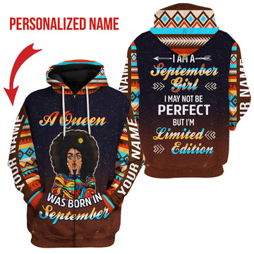 YMskins Personalized Zip Hoodie September Girl All Over Printed