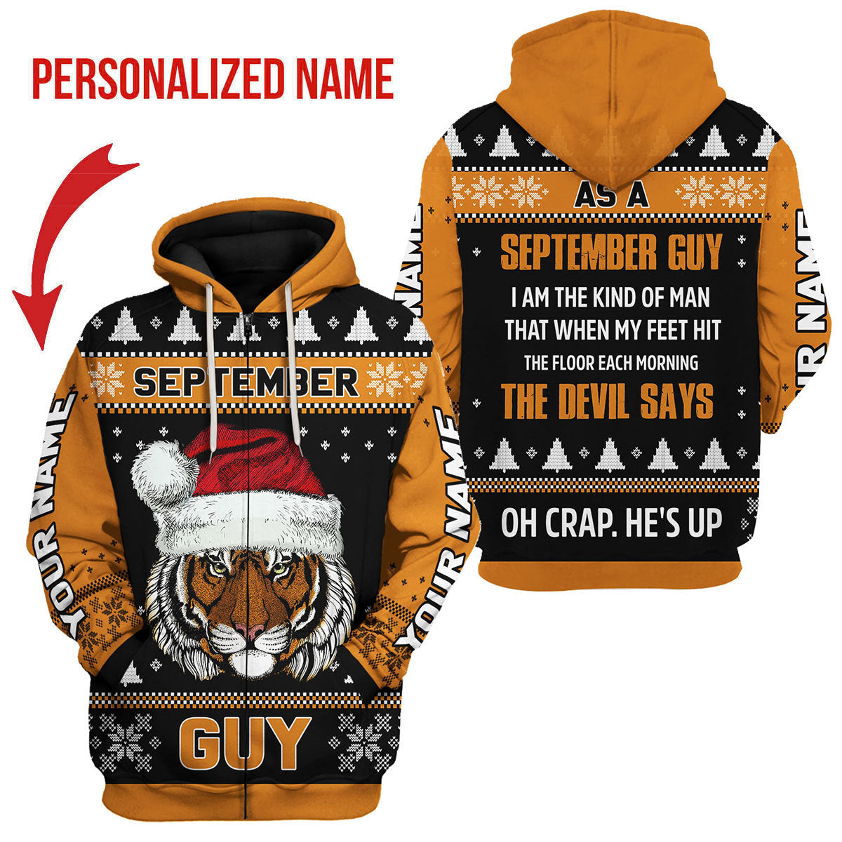 YMskins Personalized Zip Hoodie September Guy All Over Printed