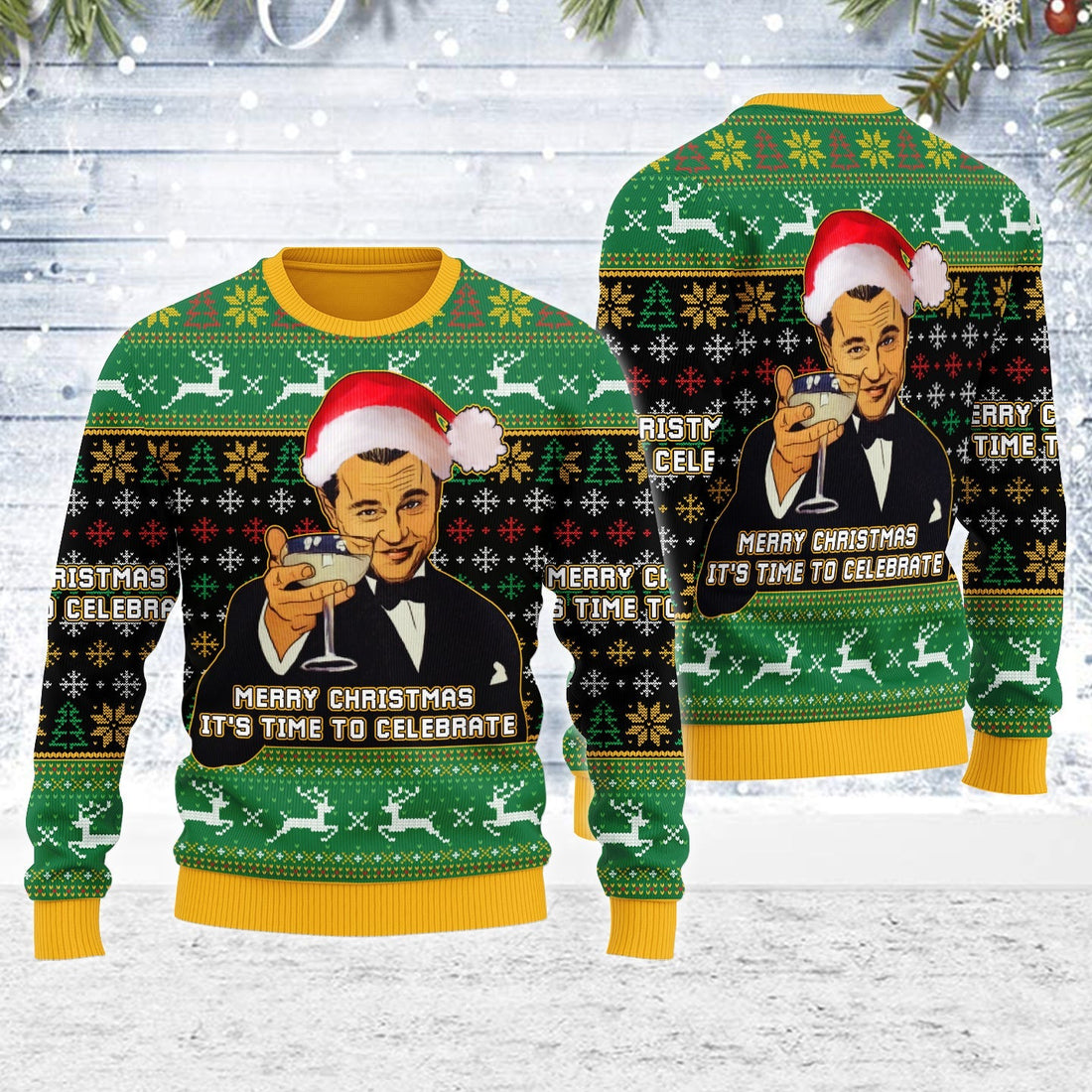 YMskins Ugly Christmas Sweater Merry Christmas It's Time To Celebrate 3D Apparel