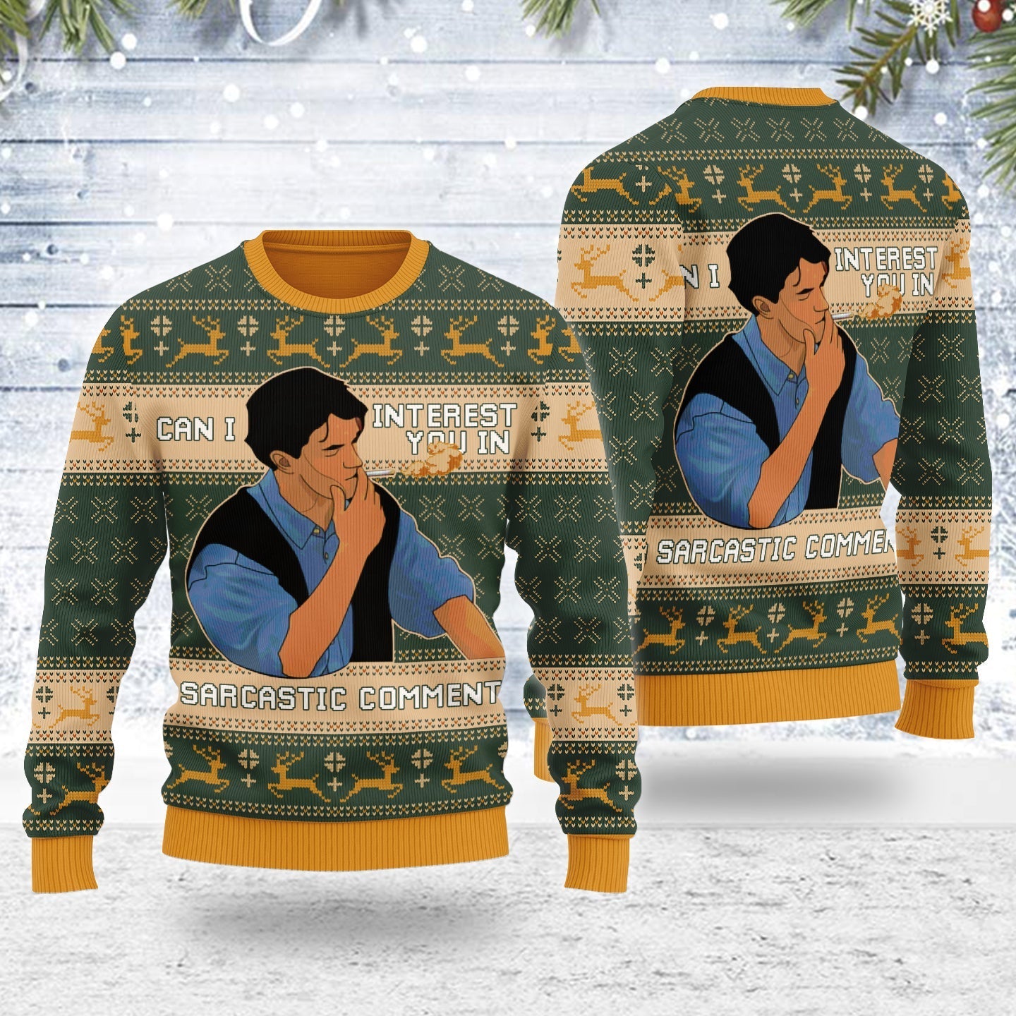 YMskins Ugly Christmas Sweater Can I Interest You In A Sarcastic Comment 3D Apparel