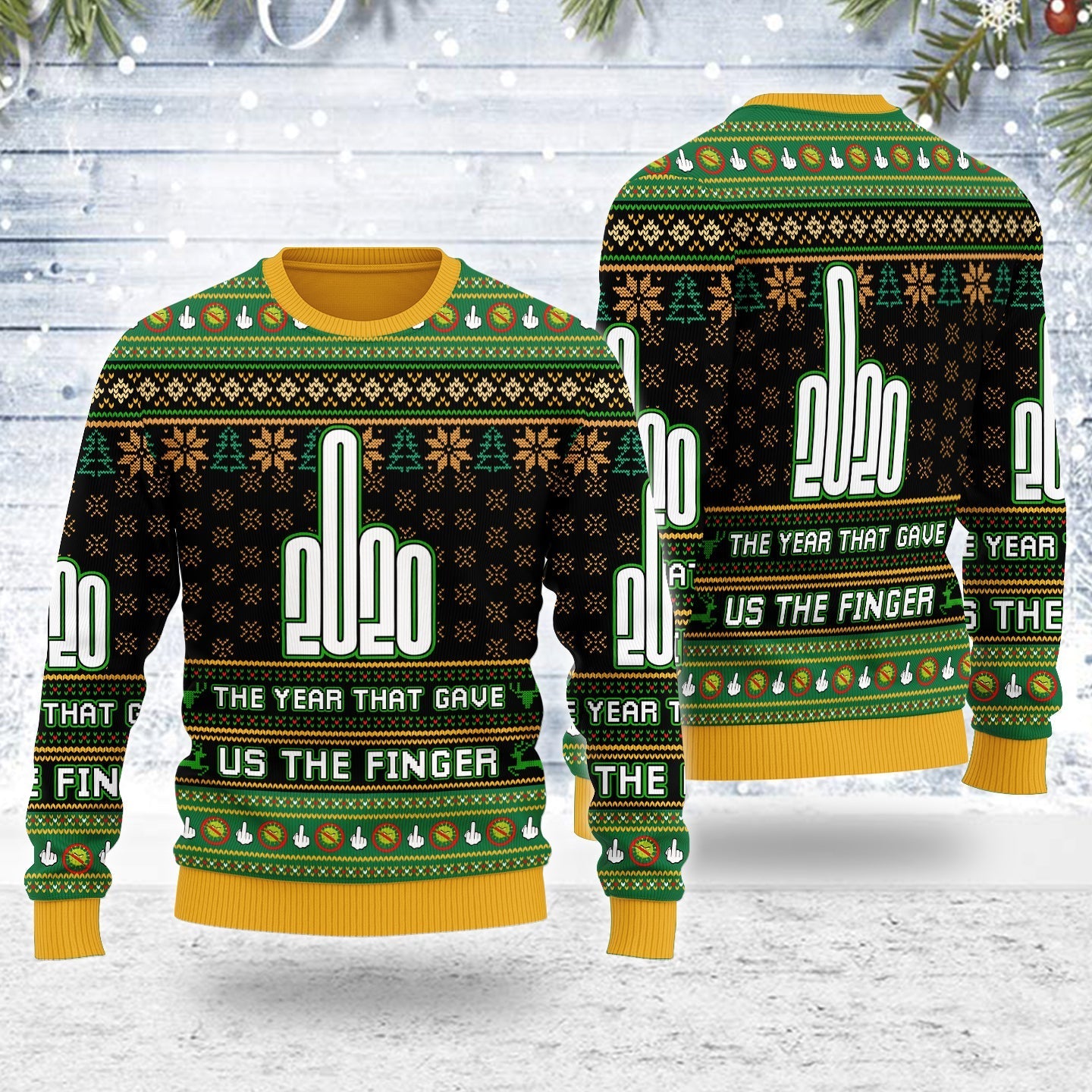 YMskins Ugly Christmas Sweater 2020 The Year That Gave Us The Finger 3D Apparel