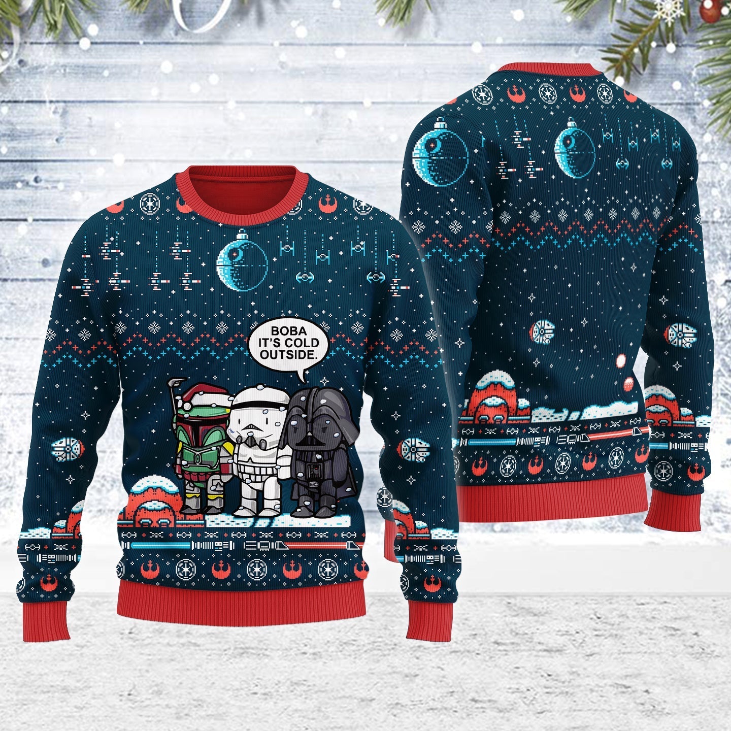 YMskins Ugly Christmas Sweater Boba Fett It's Cold Outside 3D Apparel