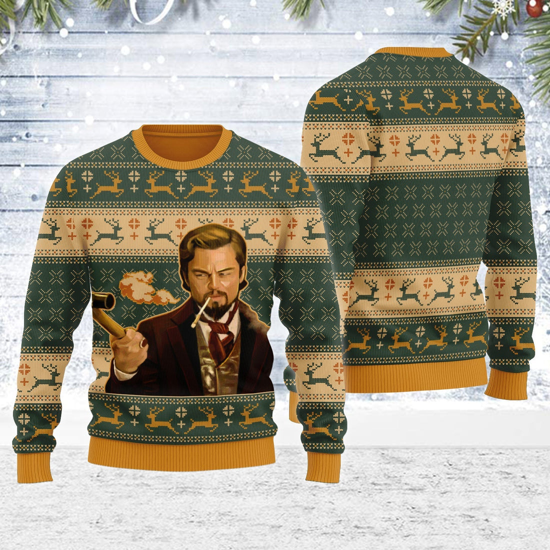 YMskins Ugly Christmas Sweater Leo Meme 3D Apparel