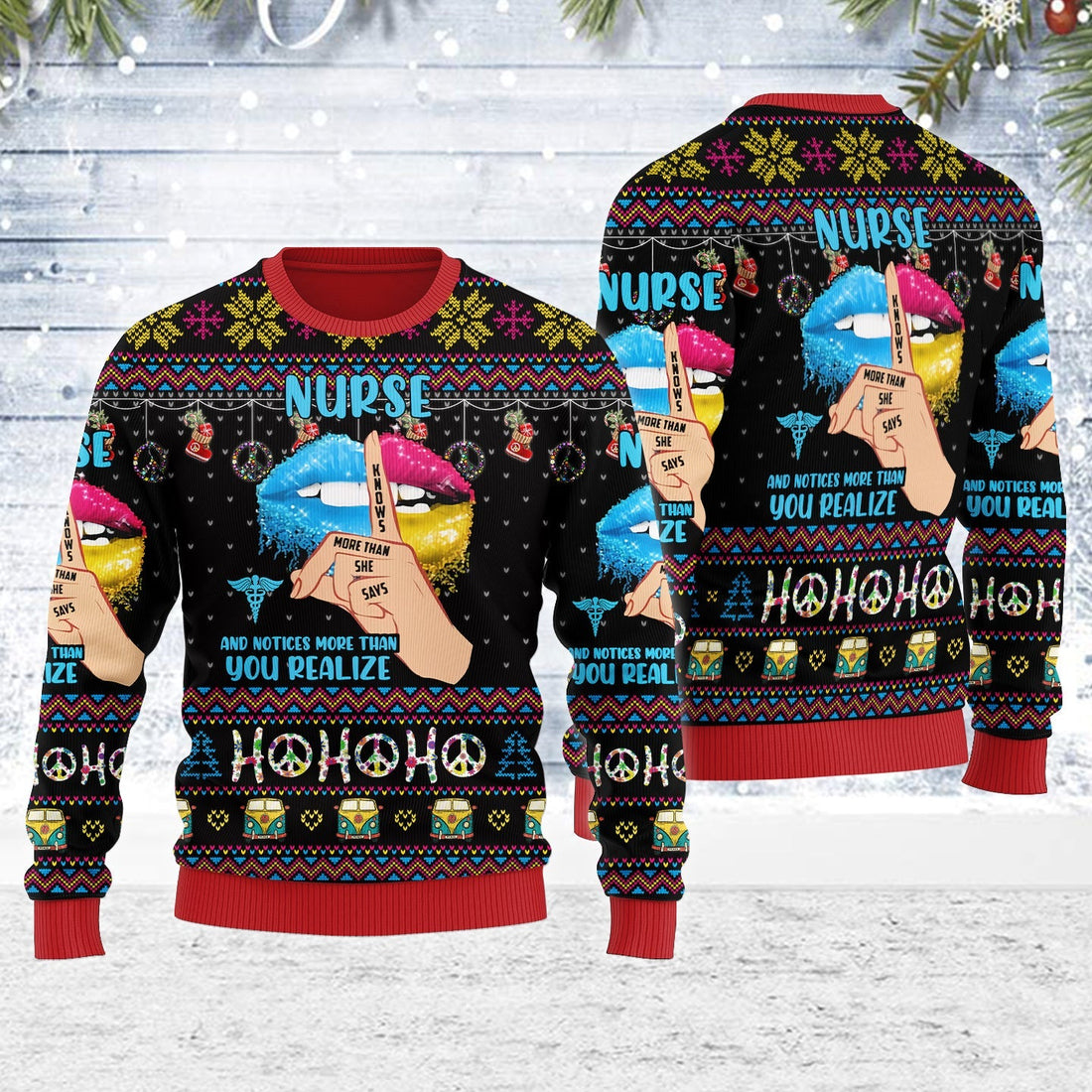 YMskins Ugly Christmas Sweater Nurse Life Hippie 3D Apparel