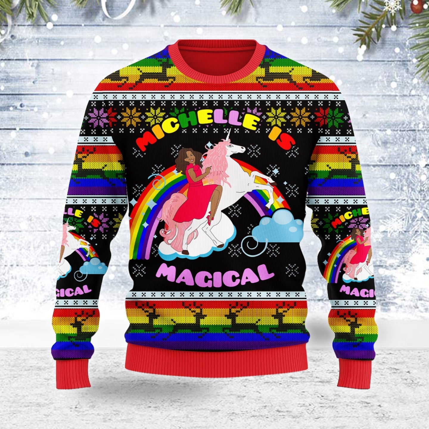 YMskins Ugly Christmas Sweater Michelle Is Magical 3D Apparel
