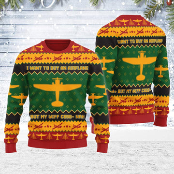 YMskins Ugly Christmas Sweater I Want to Buy an Airplane But My Wiff CESS- NaH 3D Apparel