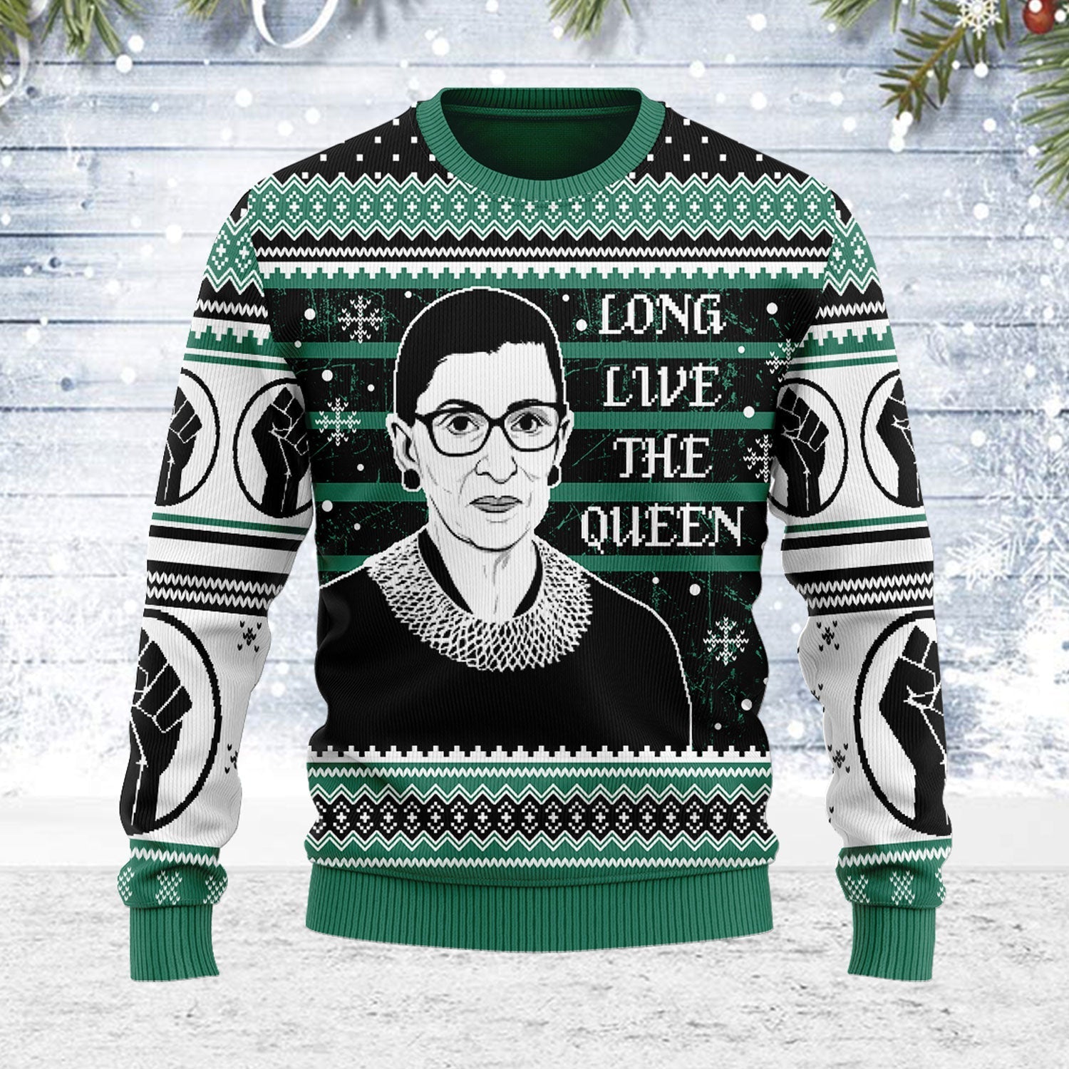 YMskins Ugly Christmas Sweater Long Live The Queen BLM 3D Apparel