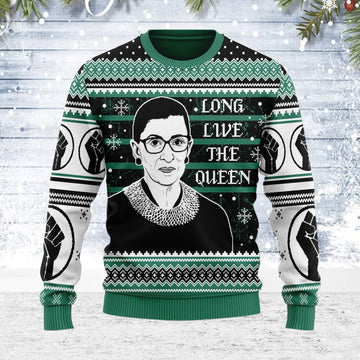 YMskins Ugly Christmas Sweater Long Live The Queen BLM 3D Apparel