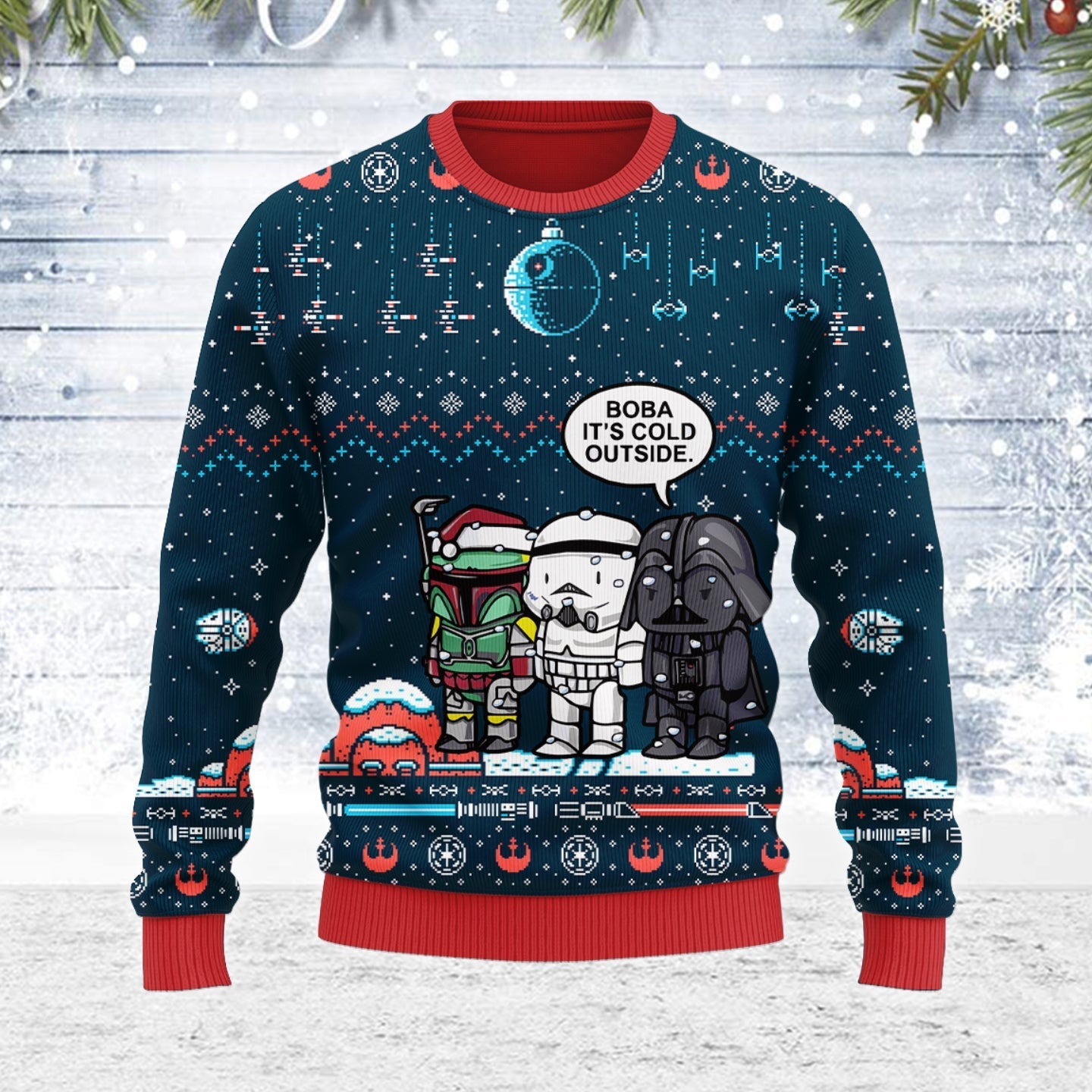 YMskins Ugly Christmas Sweater Boba Fett It's Cold Outside 3D Apparel