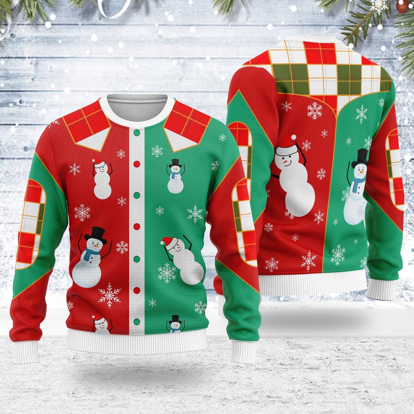 YMskins Ugly Christmas Sweater Nell's Snowmen On The Kelly Clarkson Show 3D Apparel