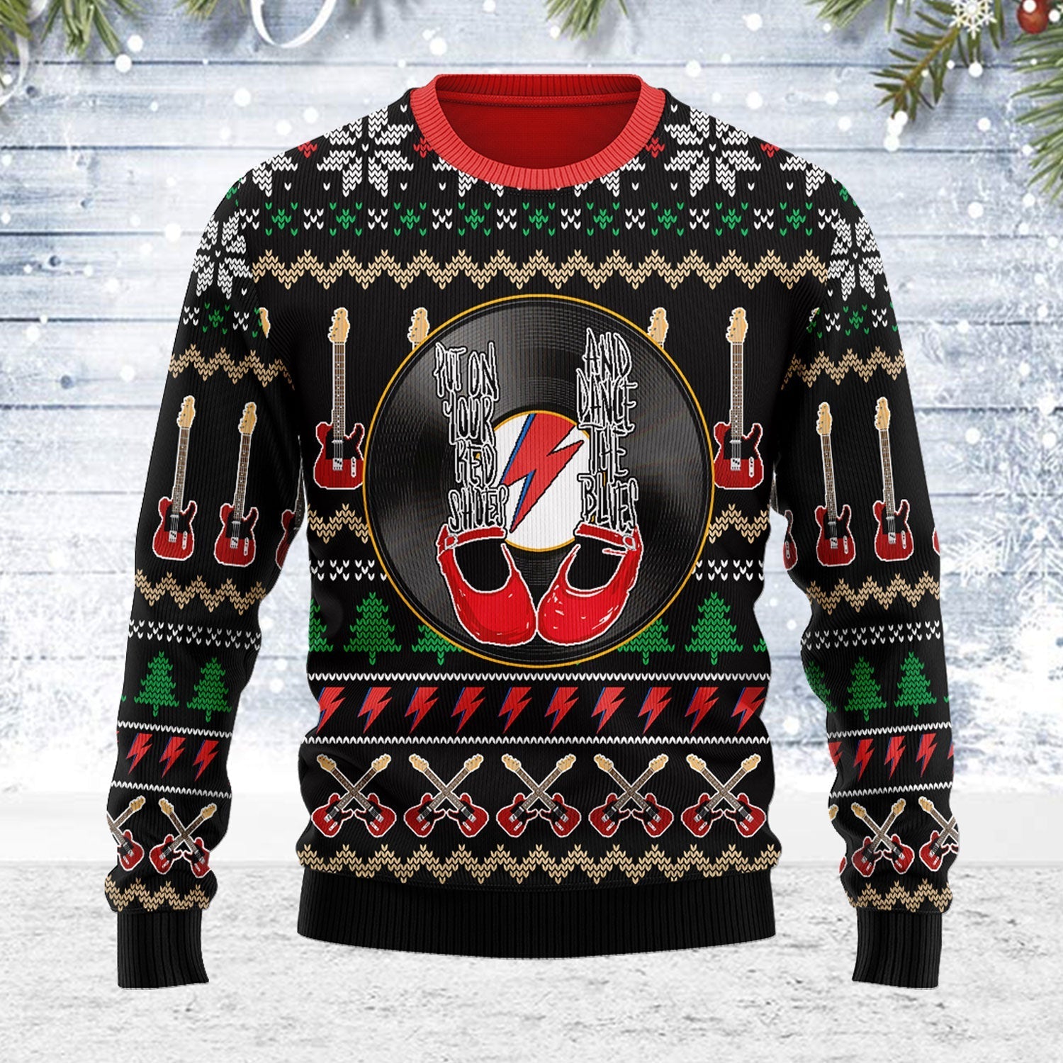 YMskins Ugly Christmas Sweater Put On Your Red Shoes and Dance The Blues 3D Apparel