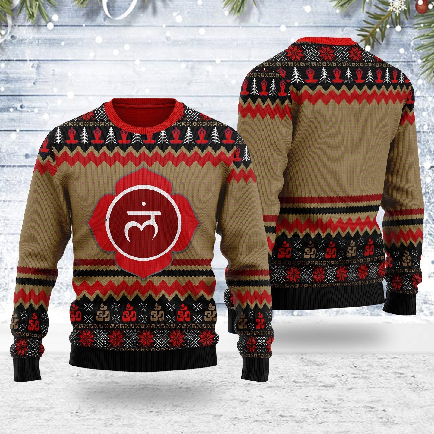 YMskins Ugly Christmas Sweater Root Chakra 3D Apparel