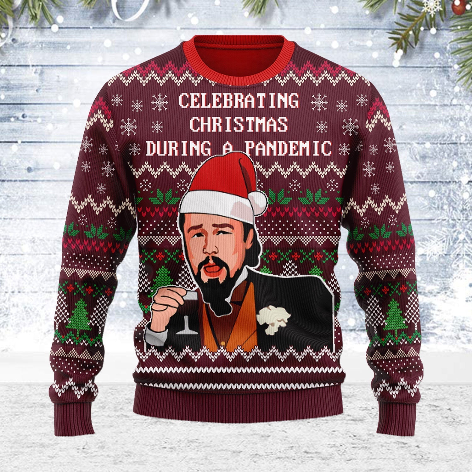 YMskins Ugly Christmas Sweater Celebrating Christmas During Pandemic 3D Apparel