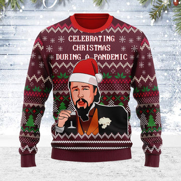 YMskins Ugly Christmas Sweater Celebrating Christmas During Pandemic 3D Apparel