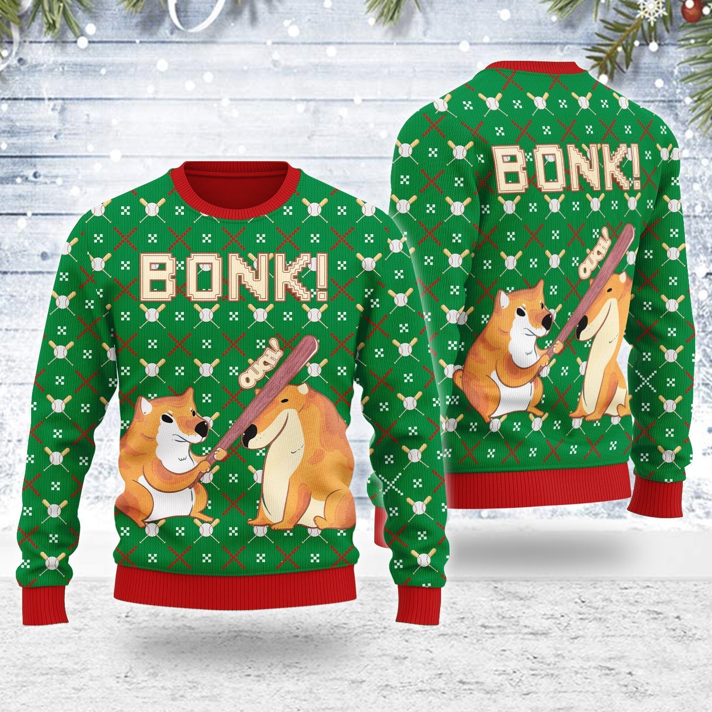 YMskins Ugly Christmas Sweater Bonk Dog 3D Apparel