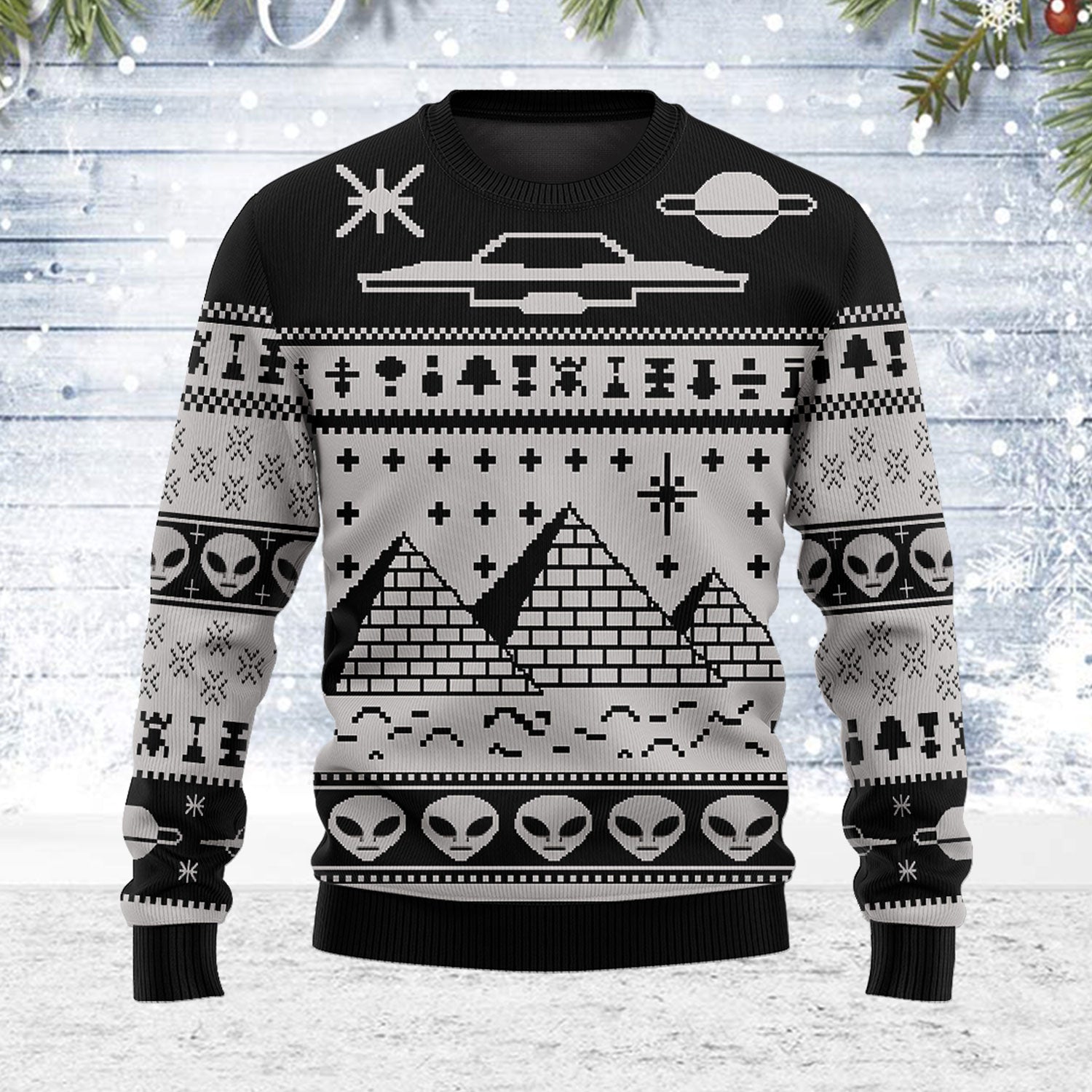 YMskins Ugly Christmas Sweater Ancient Alien Pyramid 3D Apparel