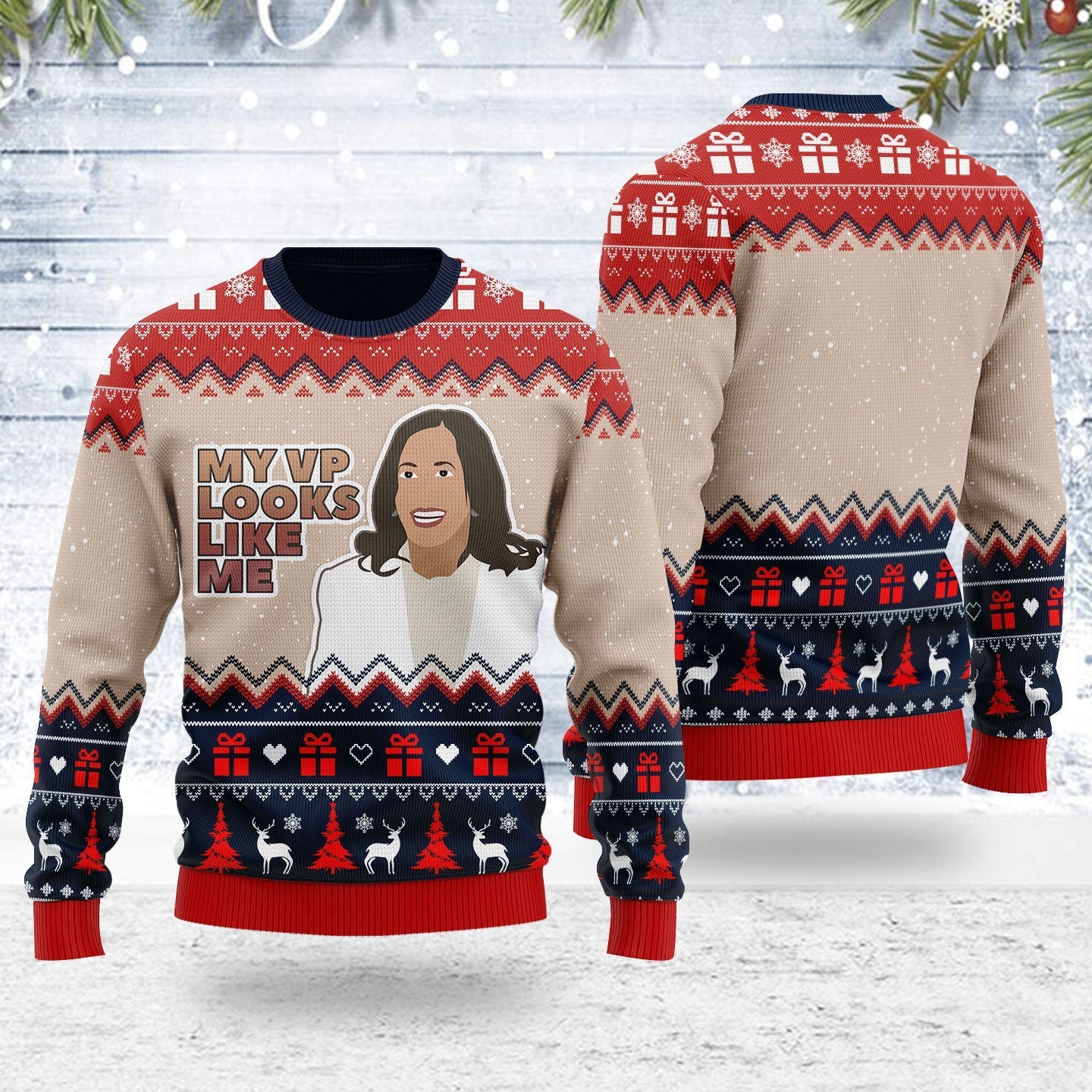 YMskins Ugly Christmas Sweater My Vp Looks Like Me Harris 3D Apparel