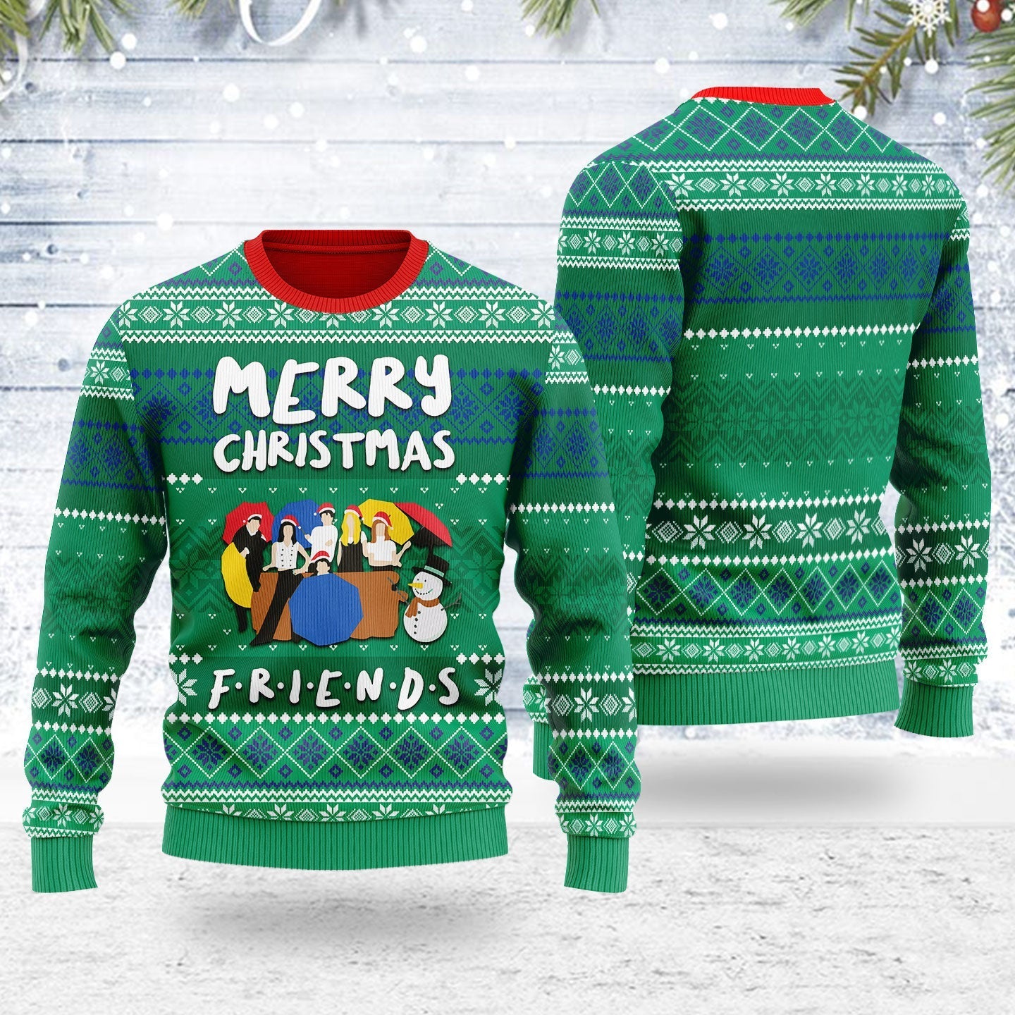 YMskins Ugly Christmas Sweater Friends Merry Christmas 3D Apparel