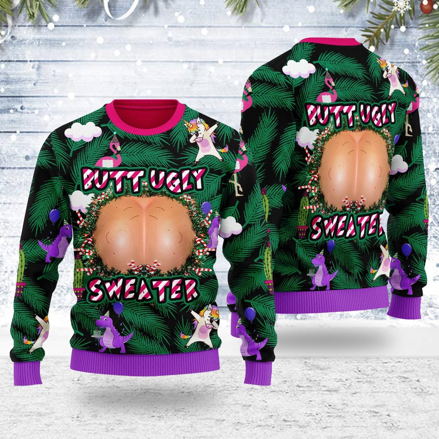 YMskins Ugly Christmas Sweater Butt 3D Apparel