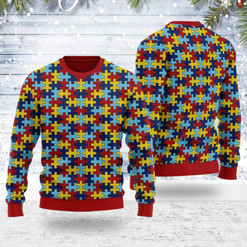 YMskins Ugly Christmas Sweater Autism 3D Apparel